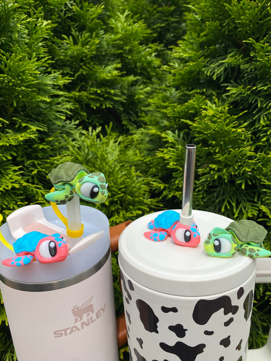 Freckled Sea Turtle Tumbler Toppers / Straw Charms for Stanley Tumblers or other 9.5mm Straws 3D Printed
