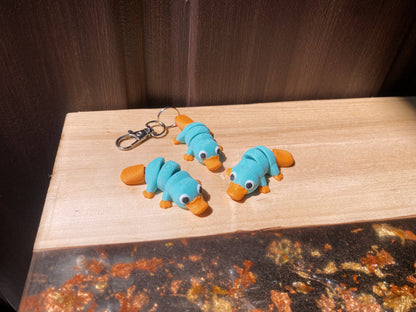 Platypus Perry Blue and Orange Platypus 3D Printed Articulated Fidget Toys and Keychains