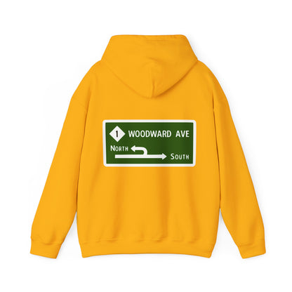 Woodward Ave M1 Michigan Street Sign Hoodie Hooded Sweatshirt Woodward Dream Cruise