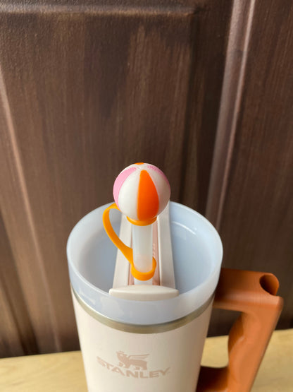Beach Ball Straw Topper/ Charm for Stanely Tumblers and other 9.5mm Straws