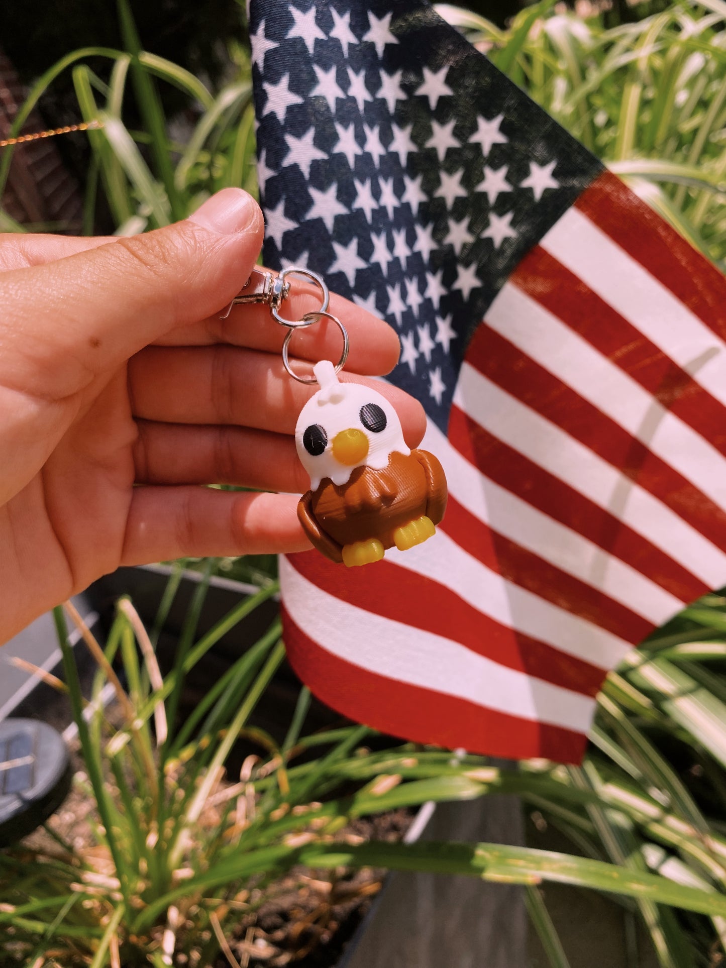 Bald Eagle Bird American Themed 4th Of July Patriotic 3D Printed Articulated Fidget Toys and Keychains
