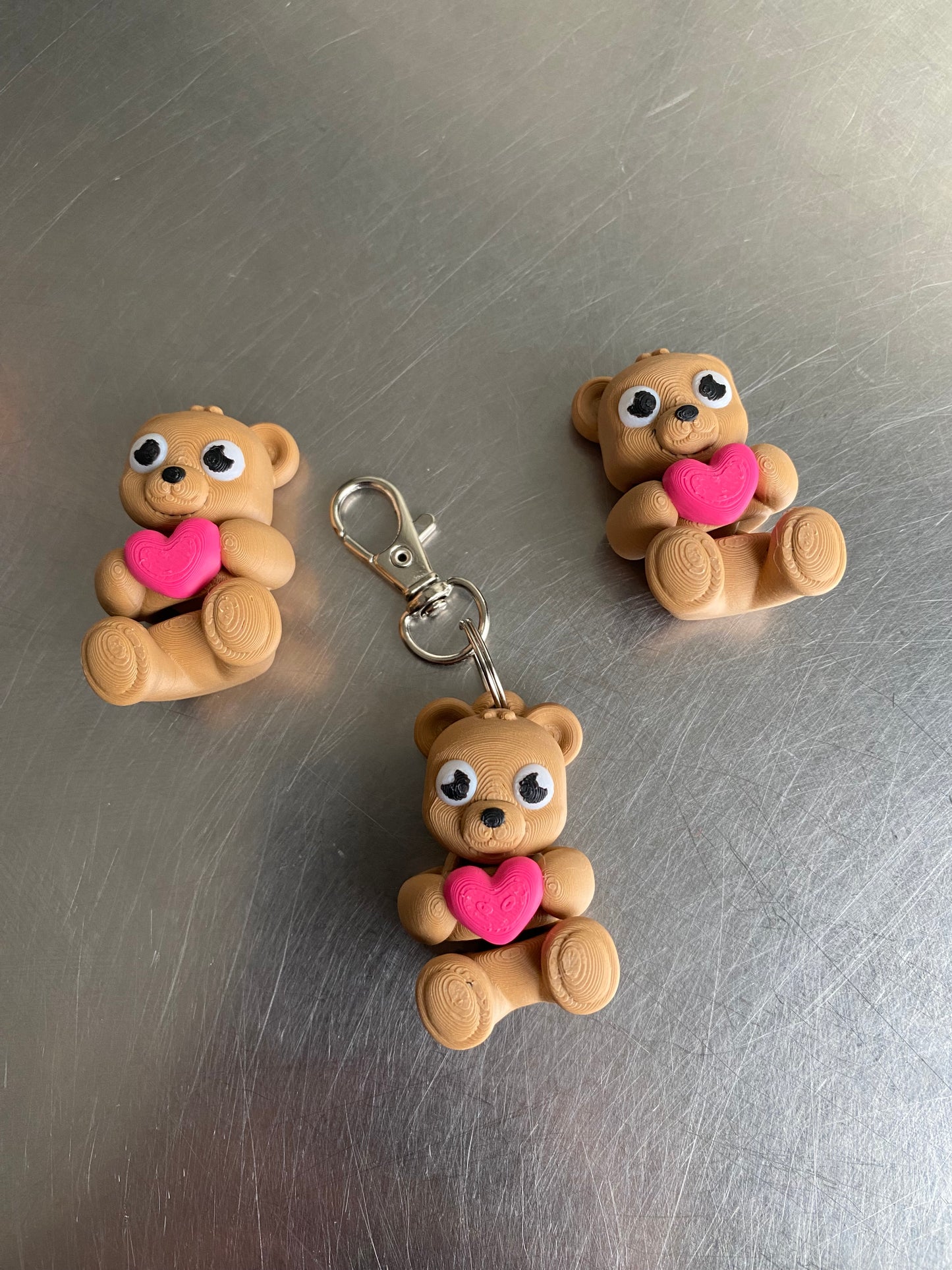 Teddy Bear Holding A Heart 3D Printed Articulated Valentines Day Cute Fidget Toys and Keychains