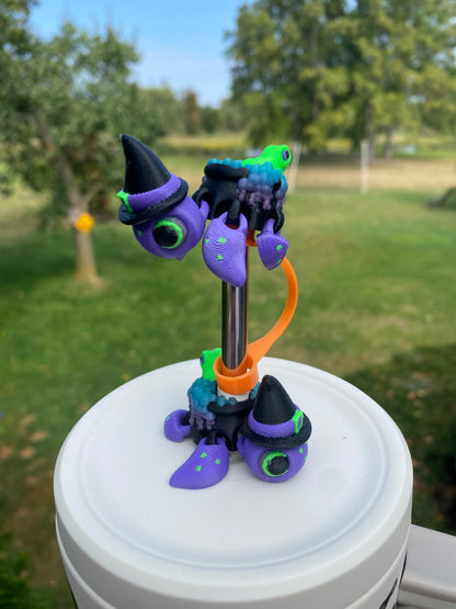 Halloween Witch Cauldron Sea Turtle Tumbler Toppers / Straw Charms for Stanley Tumblers or other 9.5mm Straws 3D Printed