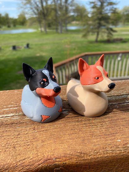 Australian Cattle Dog Duck - Red And Blue Heeler Duck Miniature Figurine For Jeep Wrangler Dashboard