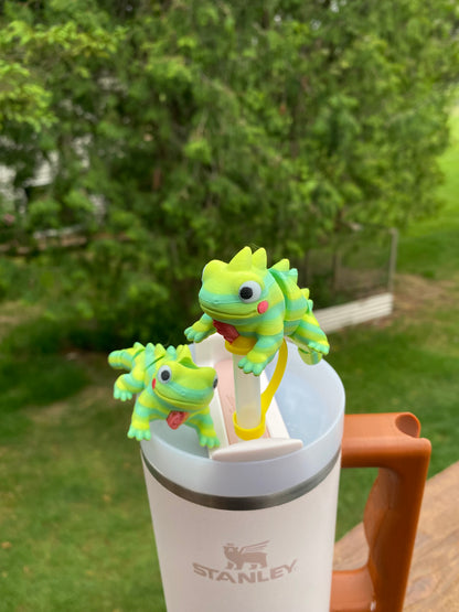 Iguana Straw Topper/ Charm for Stanely Tumblers and other 9.5mm Straws