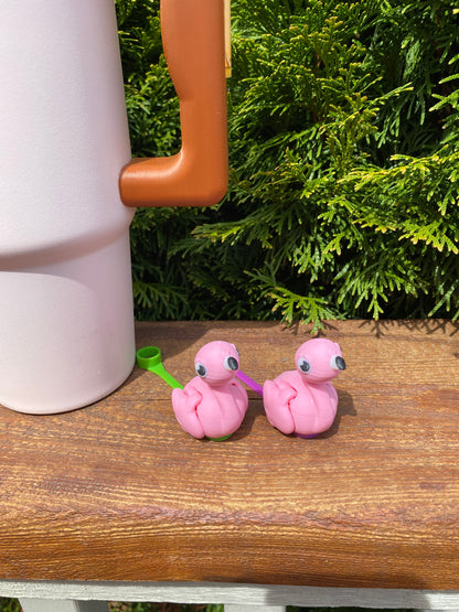 Flamingo Straw Topper/ Charm for Stanely Tumblers and other 9.5mm Straws