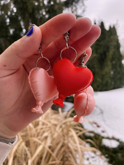 Valetines Day Heart Shaped Balloon Heart Super Cute 3D Printed Keychains