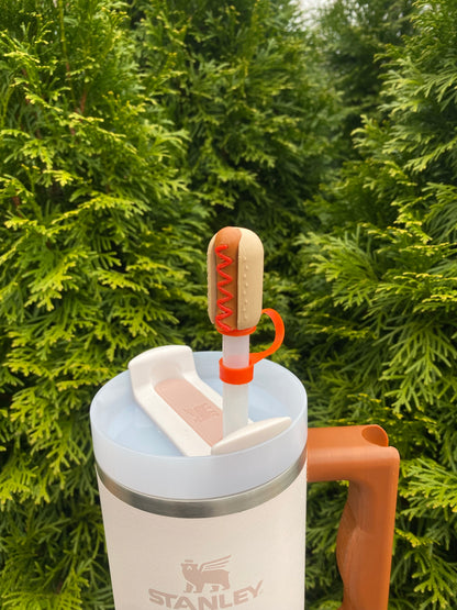 Hot Dog Coney Dog Straw Topper/ Charm for Stanely Tumblers and other 9.5mm Straws