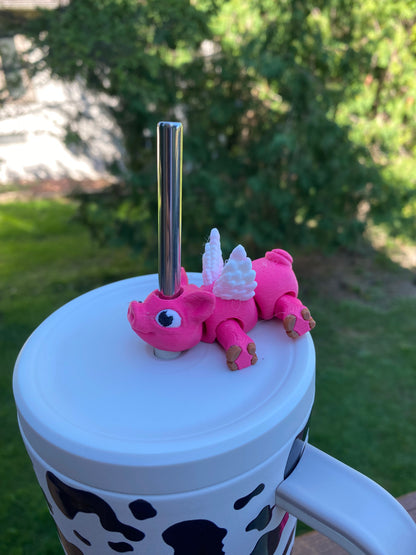 Pig Straw Topper/ Charm for Stanely Tumblers and other 9.5mm Straws