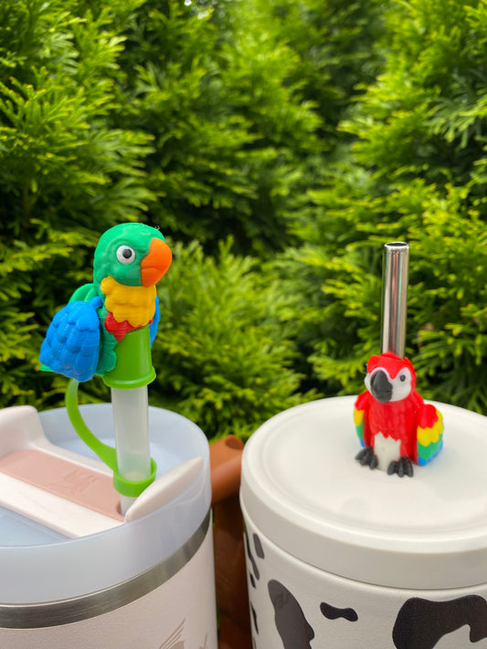 Parrot Tumbler Toppers / Straw Charms for Stanley Tumblers or other 9.5mm Straws 3D Printed