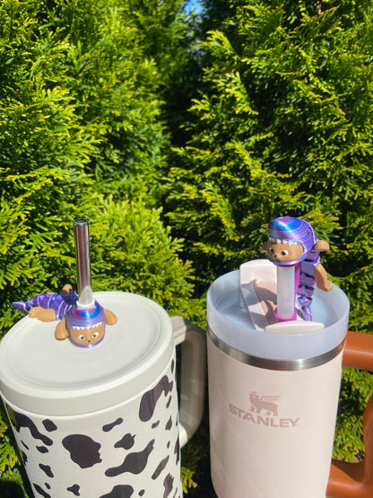 Kitty Shark Articulated Straw Topper/ Charm for Stanely Tumblers and other 9.5mm Straws Desk Buddies