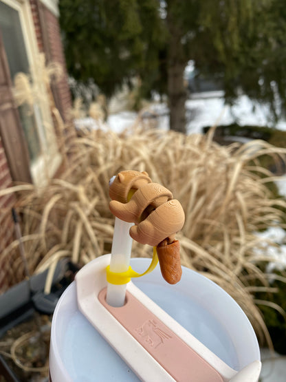 Cute Articulated Beaver Straw Topper/ Charm for Stanely Tumblers and other 9.5mm Straws