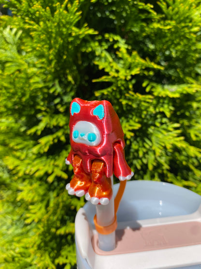 Kitty Yeti Straw Topper/ Charm for Stanely Tumblers and other 9.5mm Straws
