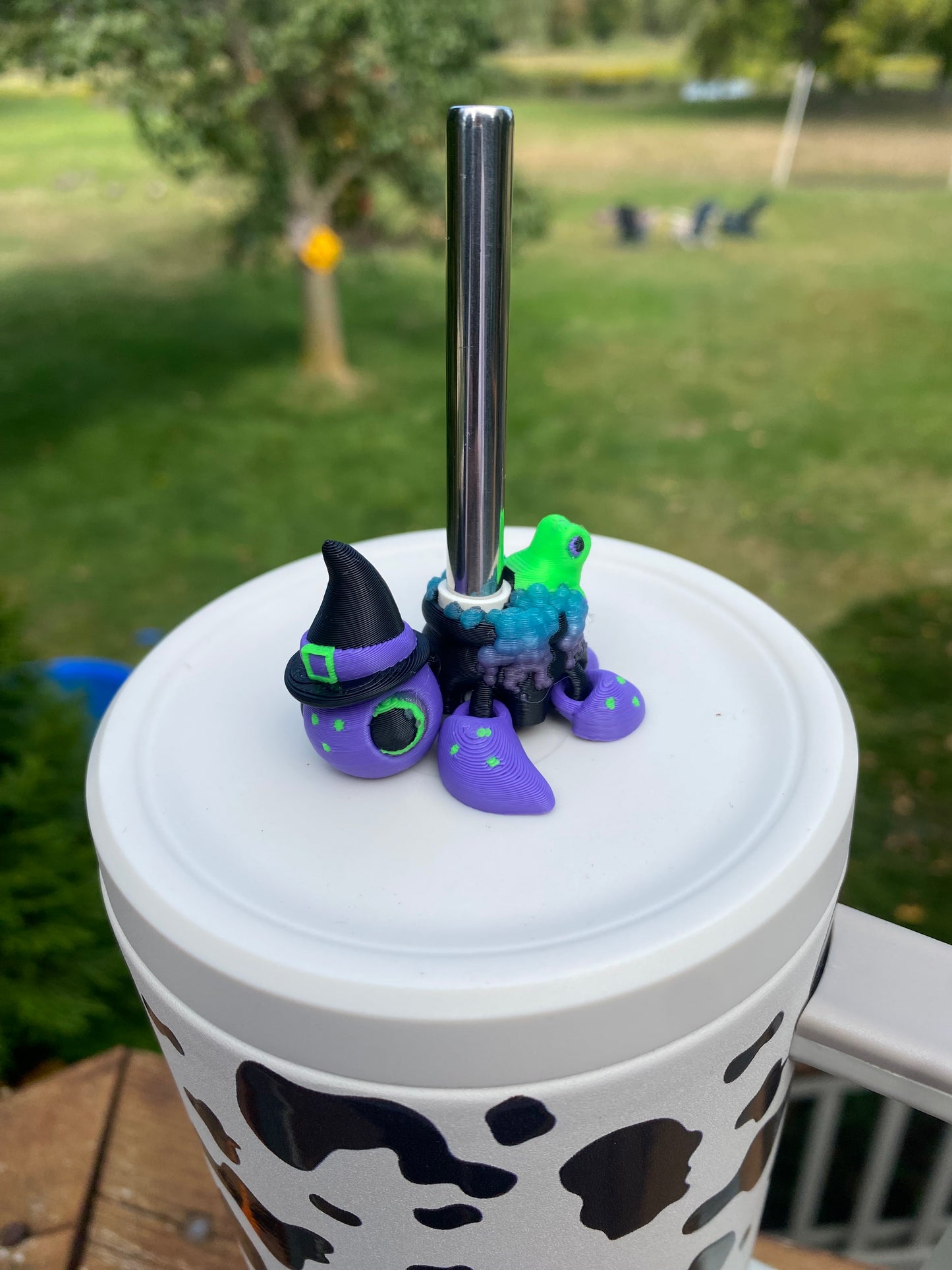 Halloween Witch Cauldron Sea Turtle Tumbler Toppers / Straw Charms for Stanley Tumblers or other 9.5mm Straws 3D Printed