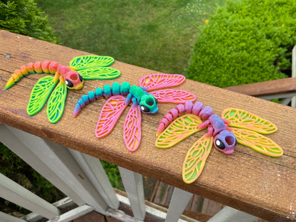 Articulated Dragonfly Straw Topper/ Charm for Stanely Tumblers and other 9.5mm Straws
