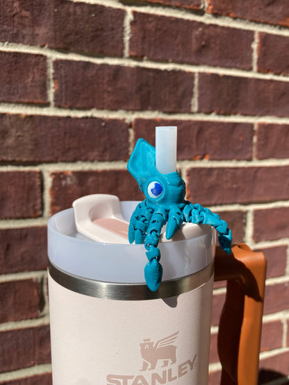 Articulated Squid Sea Life Ocean Inspired Straw Topper/ Charm for Stanely Tumblers and other 9.5mm Straws