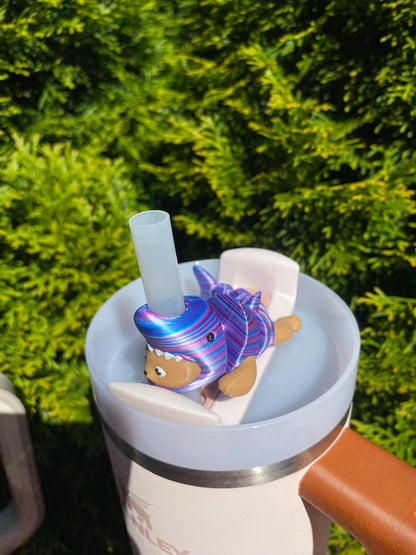 Kitty Shark Articulated Straw Topper/ Charm for Stanely Tumblers and other 9.5mm Straws Desk Buddies