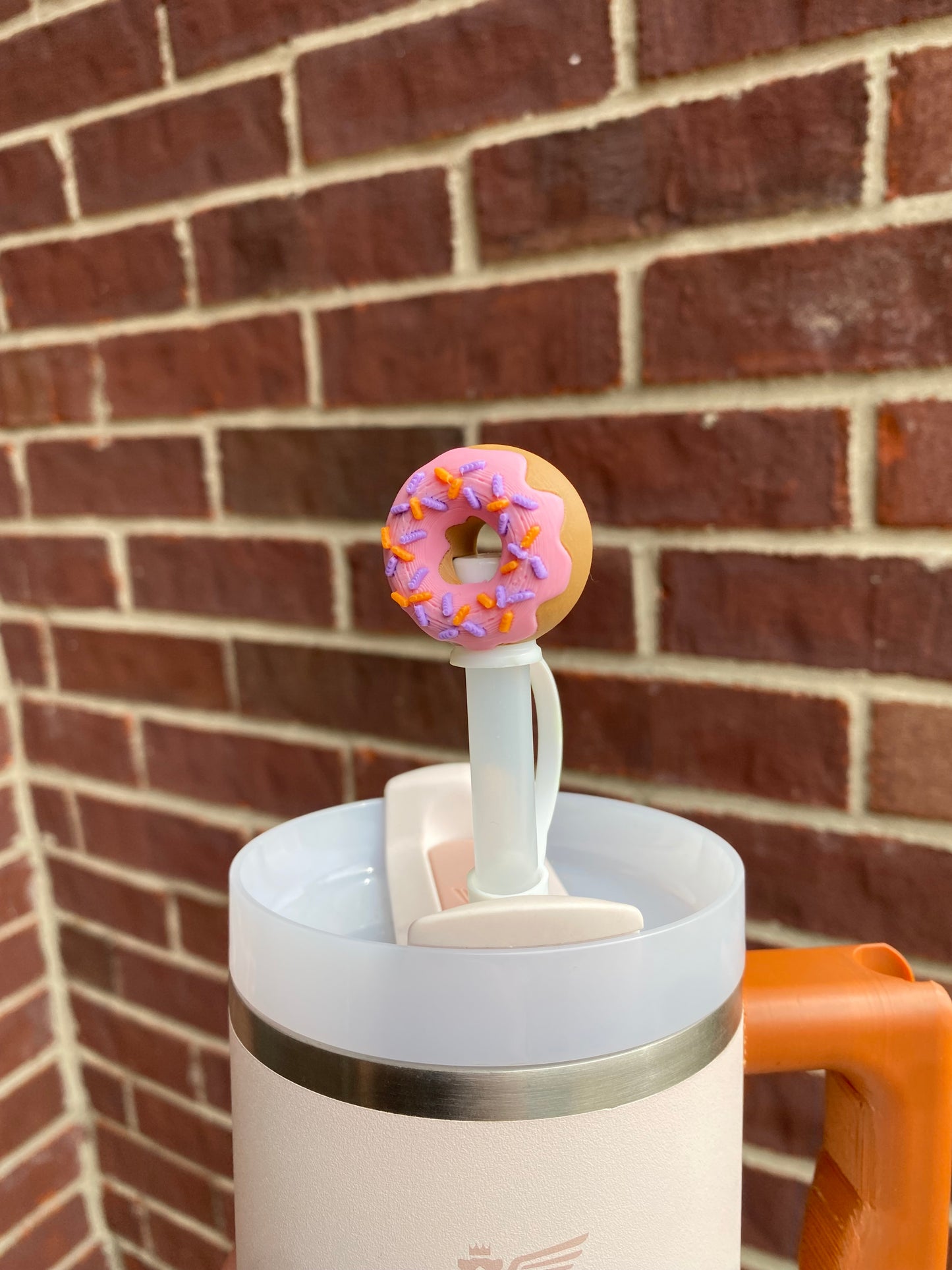 Strawberry Sprinkle Donut Straw Topper/ Charm for Stanely Tumblers and other 9.5mm Straws