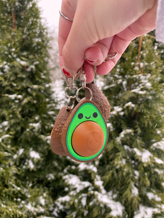 Super Cute 3D Printed Kawaii Avocado Clicker Keychains Clickey Fidget Sensory Toys