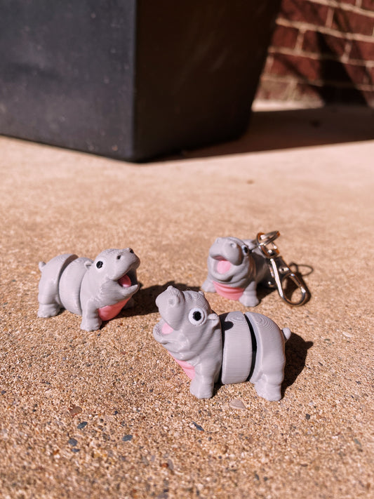 MOO DENG Baby Hippo Cute Knee Biting Hippopotamus 3D Printed Articulated Fidget Toys and Keychains