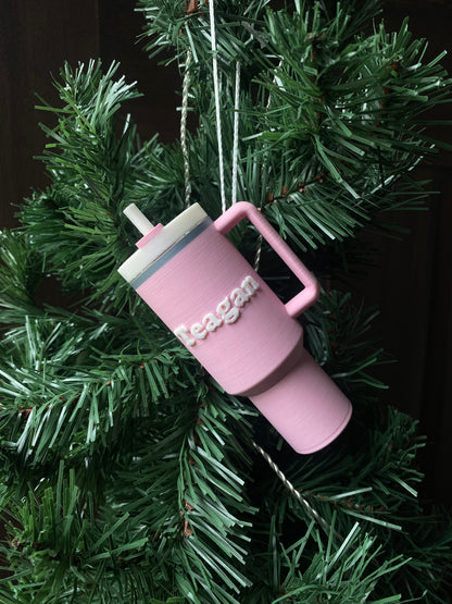 Customizable Functional Twist Off Lid Stanley Tumbler Inspired Christmas Tree Ornaments 3D Printed