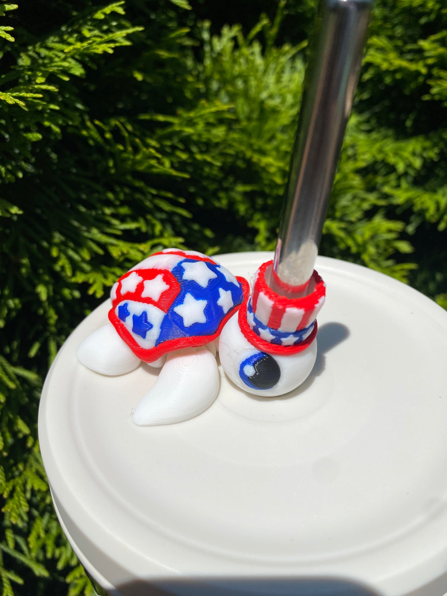 Patriotic Sea Turtle Tumbler Toppers / Straw Charms for Stanley Tumblers or other 9.5mm Straws 3D Printed
