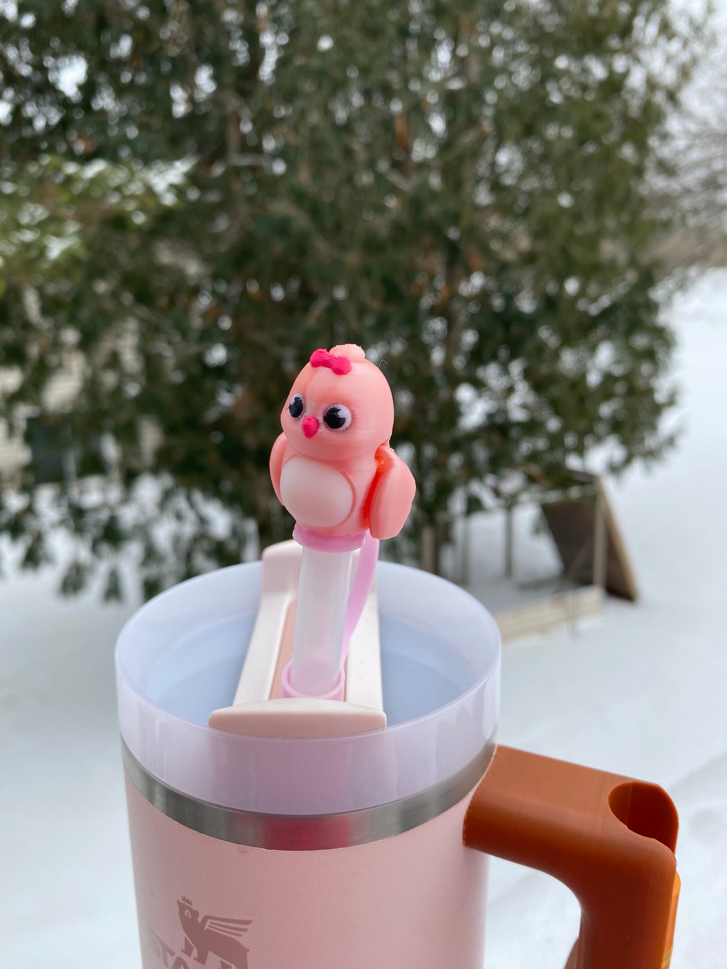 Cute Articulated Valentines Day Love Bird Straw Topper/ Charm for Stanely Tumblers and other 9.5mm Straws