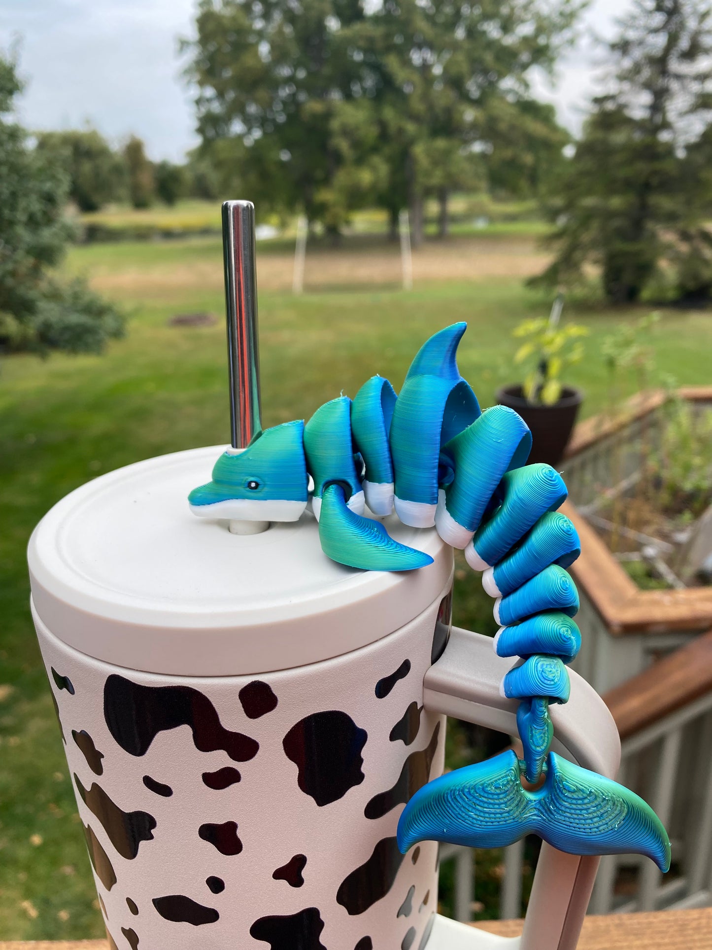 Super Articulated Dolphin Straw Topper And Charms For Stanley Straws Or Other 9.5mm Straws