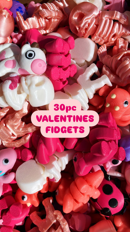 30pc 2in Assorted Valentines Day Articulated Fidget Toys Perfect For Class Handouts 3D Printed Fidget Sensory Toys For Kids