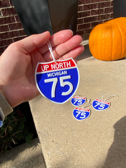 Custom 3D Printed Miniature Replica Street Signs and Exit Signs Christmas Tree Ornaments, Desk Ornaments, Rearview Mirror Hangs