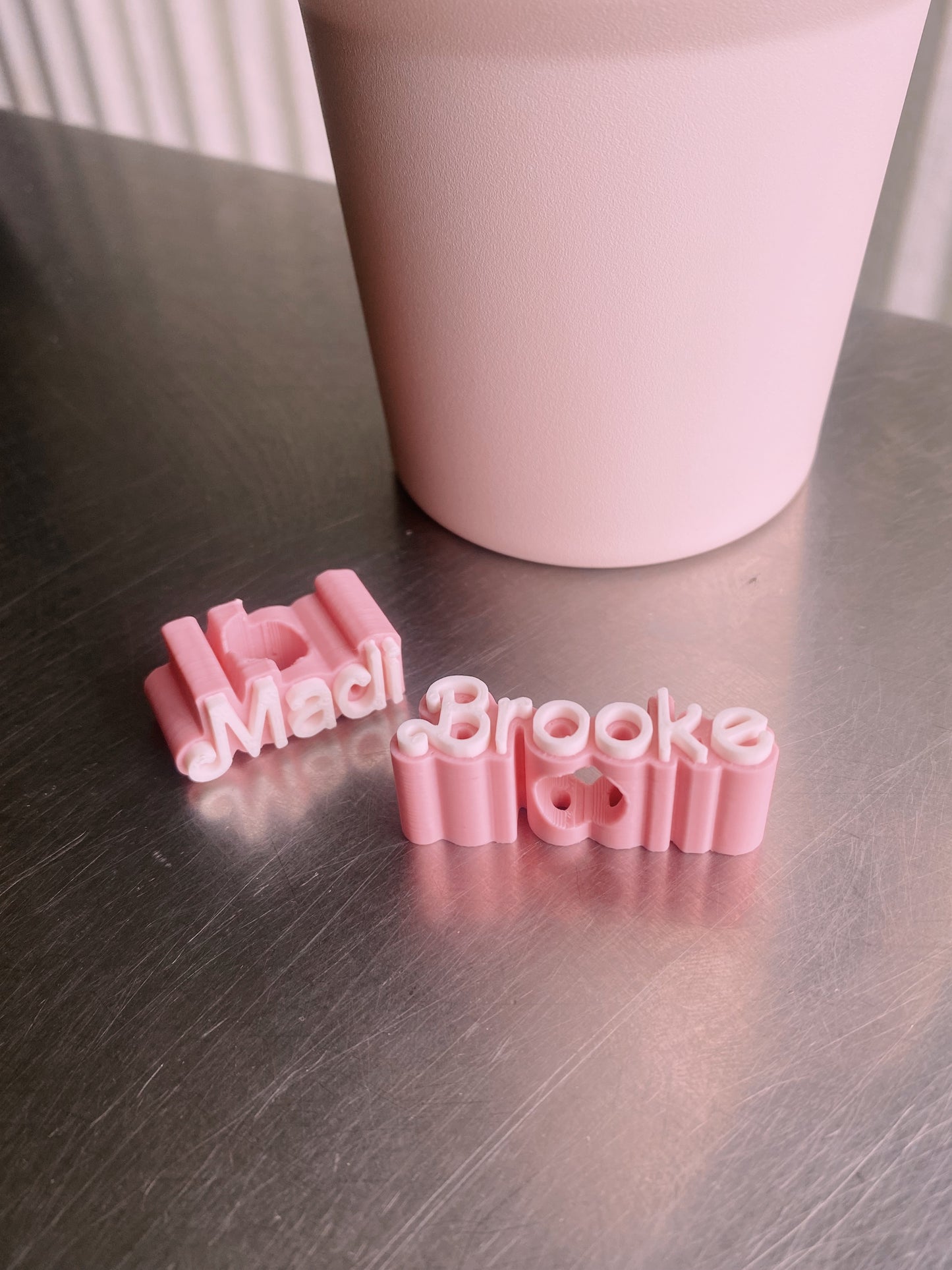 Pink Doll Name Charms for Stanley Tumbers or any other 9.5mm straw