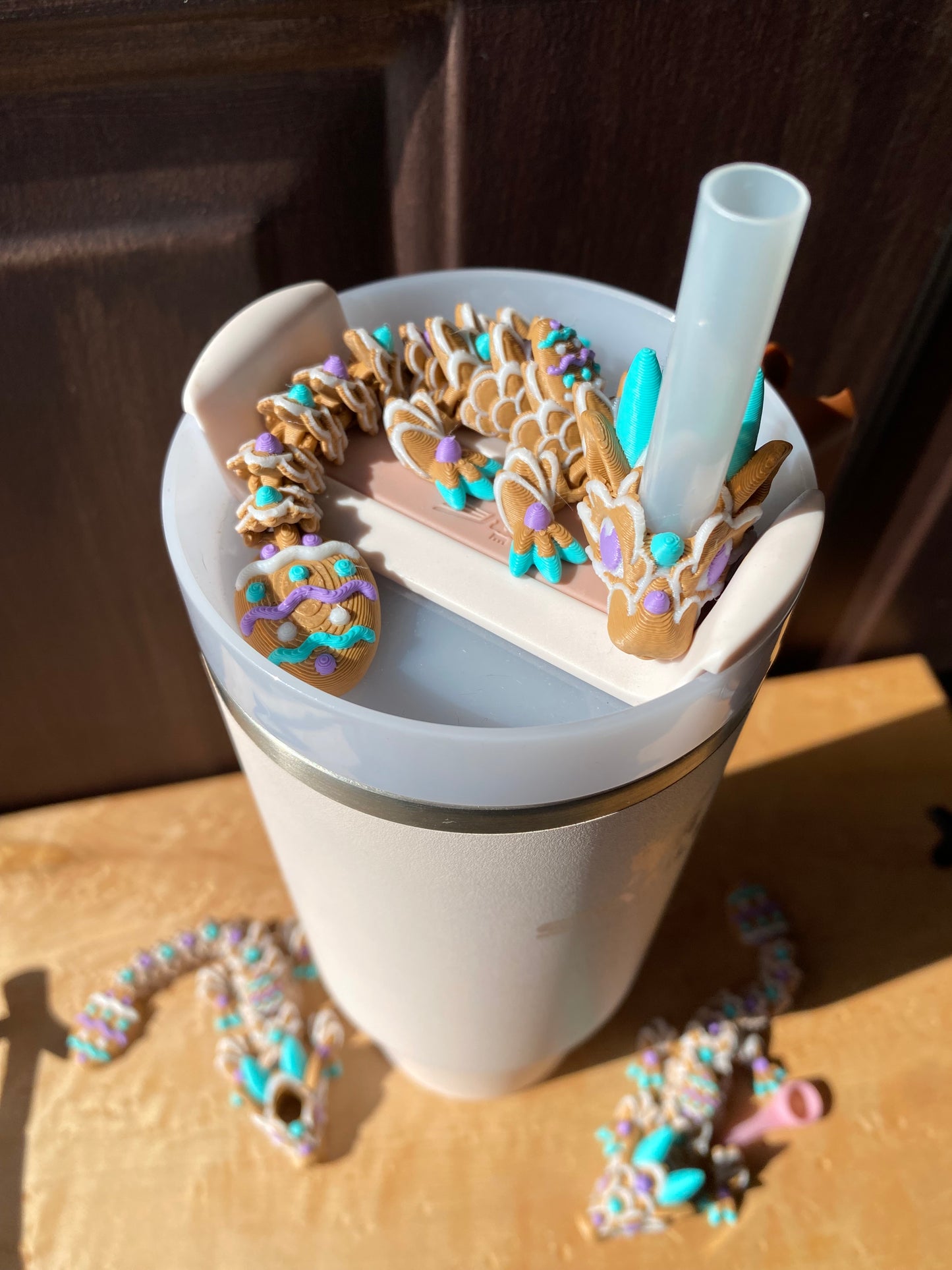 Easter Egg Sugar Cookie Dragon Straw Buddies Charm Topper For Stanley Tumbler Straws Or Other 9.5m Straws