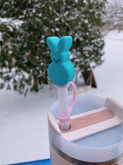 Peeps Bunny Marshmallow Inspired Pastel Easter Bunny Spring Straw Topper/ Charm for Stanely Tumblers and other 9.5mm Straws