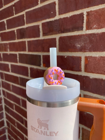 Strawberry Sprinkle Donut Straw Topper/ Charm for Stanely Tumblers and other 9.5mm Straws