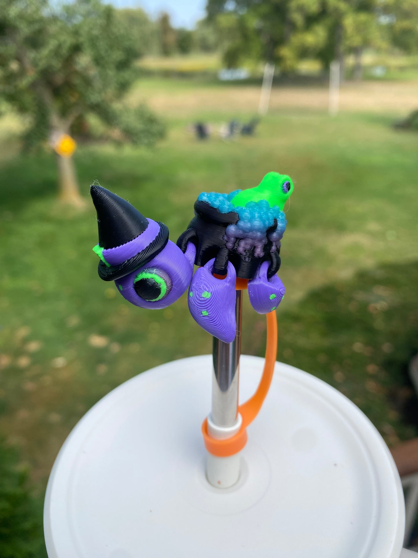 Halloween Witch Cauldron Sea Turtle Tumbler Toppers / Straw Charms for Stanley Tumblers or other 9.5mm Straws 3D Printed