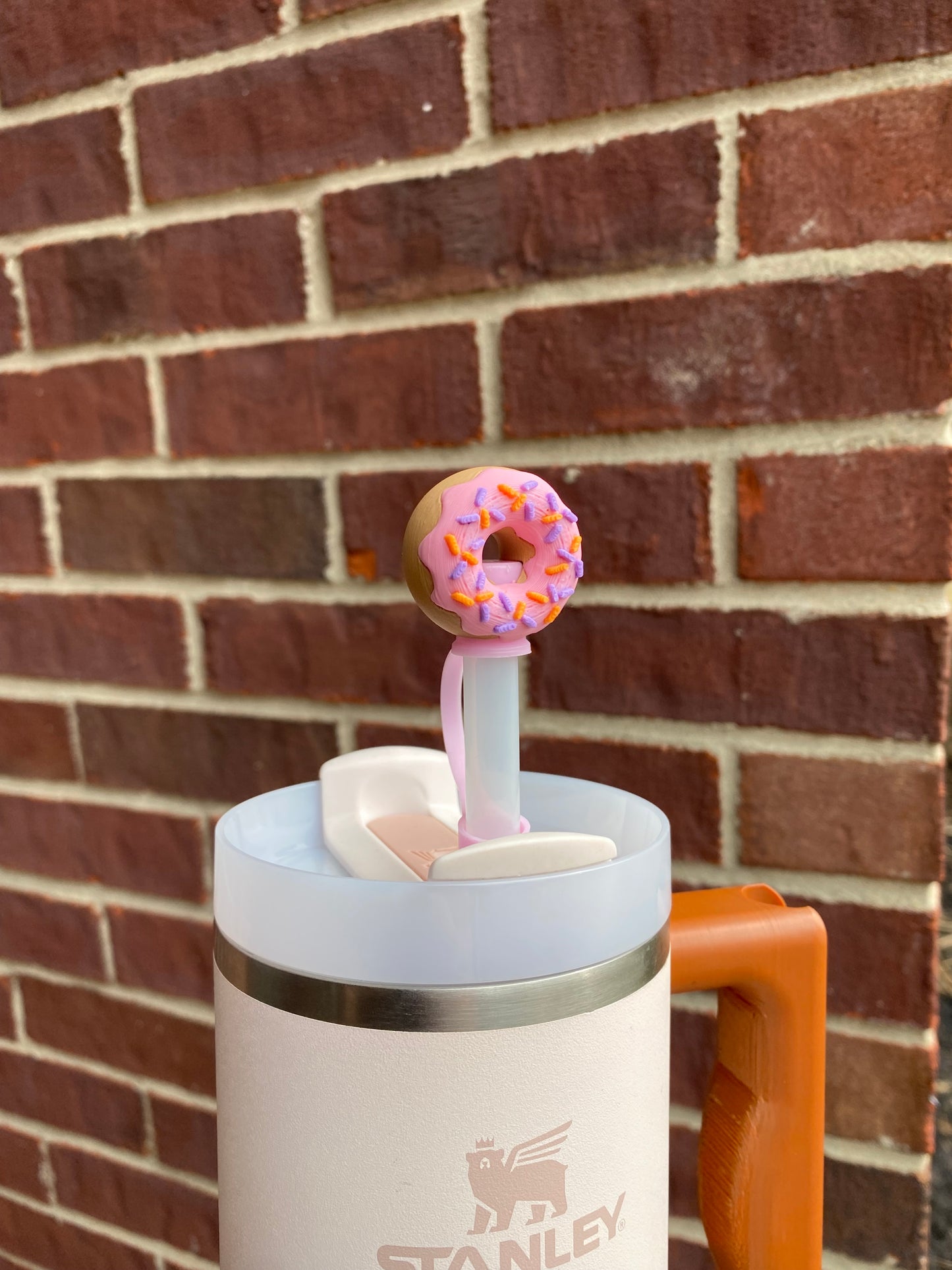 Strawberry Sprinkle Donut Straw Topper/ Charm for Stanely Tumblers and other 9.5mm Straws