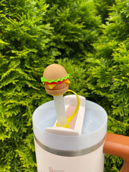 Cheeseburger Straw Topper/ Charm for Stanely Tumblers and other 9.5mm Straws