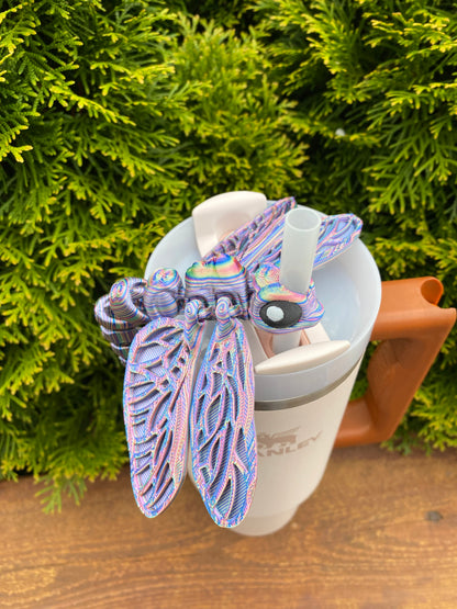Articulated Dragonfly Straw Topper/ Charm for Stanely Tumblers and other 9.5mm Straws