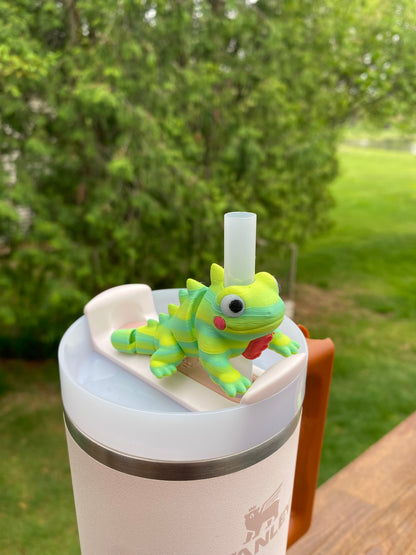 Iguana Straw Topper/ Charm for Stanely Tumblers and other 9.5mm Straws