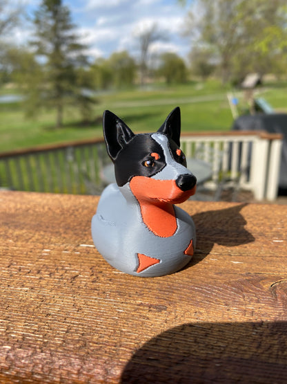 Australian Cattle Dog Duck - Red And Blue Heeler Duck Miniature Figurine For Jeep Wrangler Dashboard