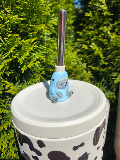 Kitty Shark Straw Topper/ Charm for Stanely Tumblers and other 9.5mm Straws Desk Buddies