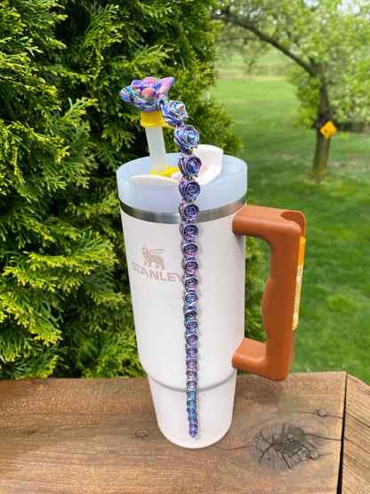 Rose Snake Straw Topper/ Charm for Stanely Tumblers and other 9.5mm Straws