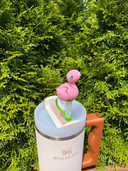 Flamingo Straw Topper/ Charm for Stanely Tumblers and other 9.5mm Straws