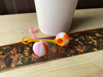 Beach Ball Straw Topper/ Charm for Stanely Tumblers and other 9.5mm Straws