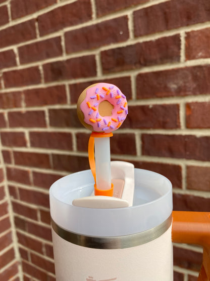 Strawberry Sprinkle Donut Straw Topper/ Charm for Stanely Tumblers and other 9.5mm Straws