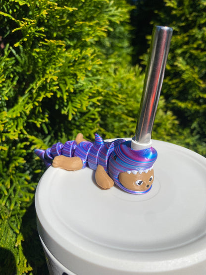 Kitty Shark Articulated Straw Topper/ Charm for Stanely Tumblers and other 9.5mm Straws Desk Buddies