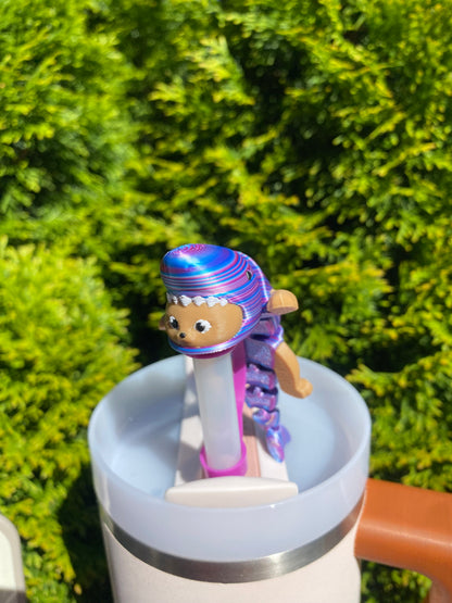 Kitty Shark Articulated Straw Topper/ Charm for Stanely Tumblers and other 9.5mm Straws Desk Buddies