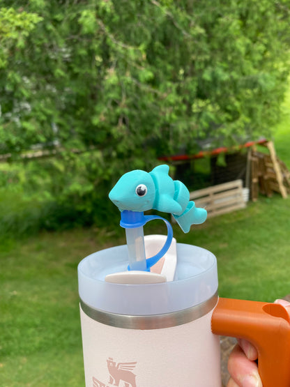 Cute Articulated Shark Great White Sea Life Ocean Inspired Straw Topper/ Charm for Stanely Tumblers and other 9.5mm Straws