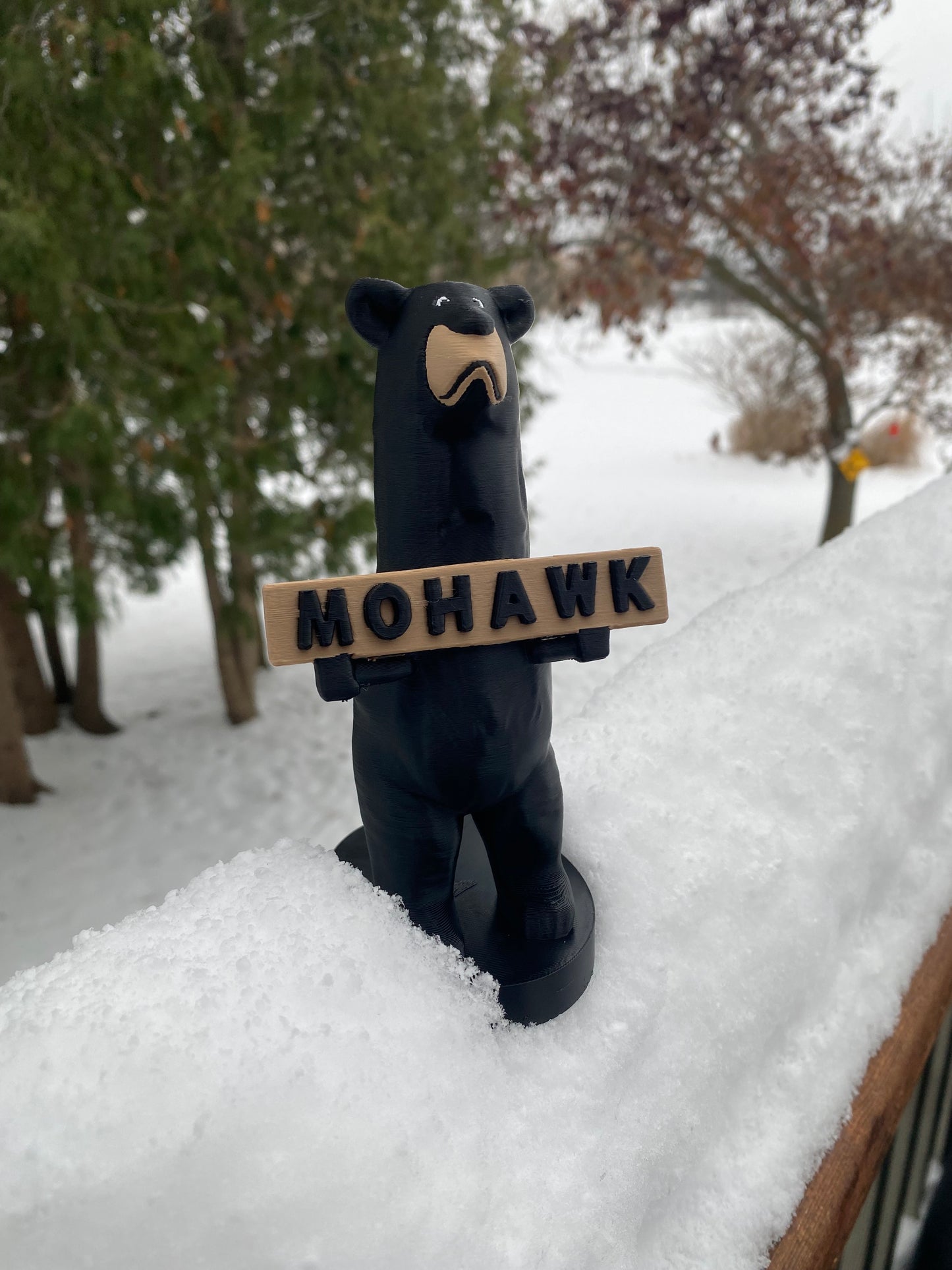 Mohawk Welcome Black Bear Carving Mohawk, Michigan Miniature Replica Desk/Shelf and Christmas Tree Ornaments Keweenaw Peninsula
