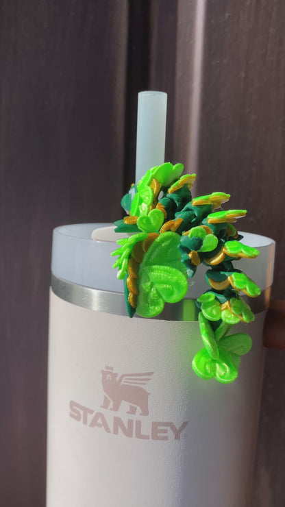 St.Patricks Day Lucky Clover Dragon Straw Buddies Charm Topper For Stanley Tumbler Straws Or Other 9.5m Straws